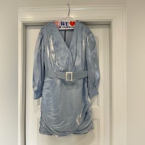 Mini satin Metallic Blue dress